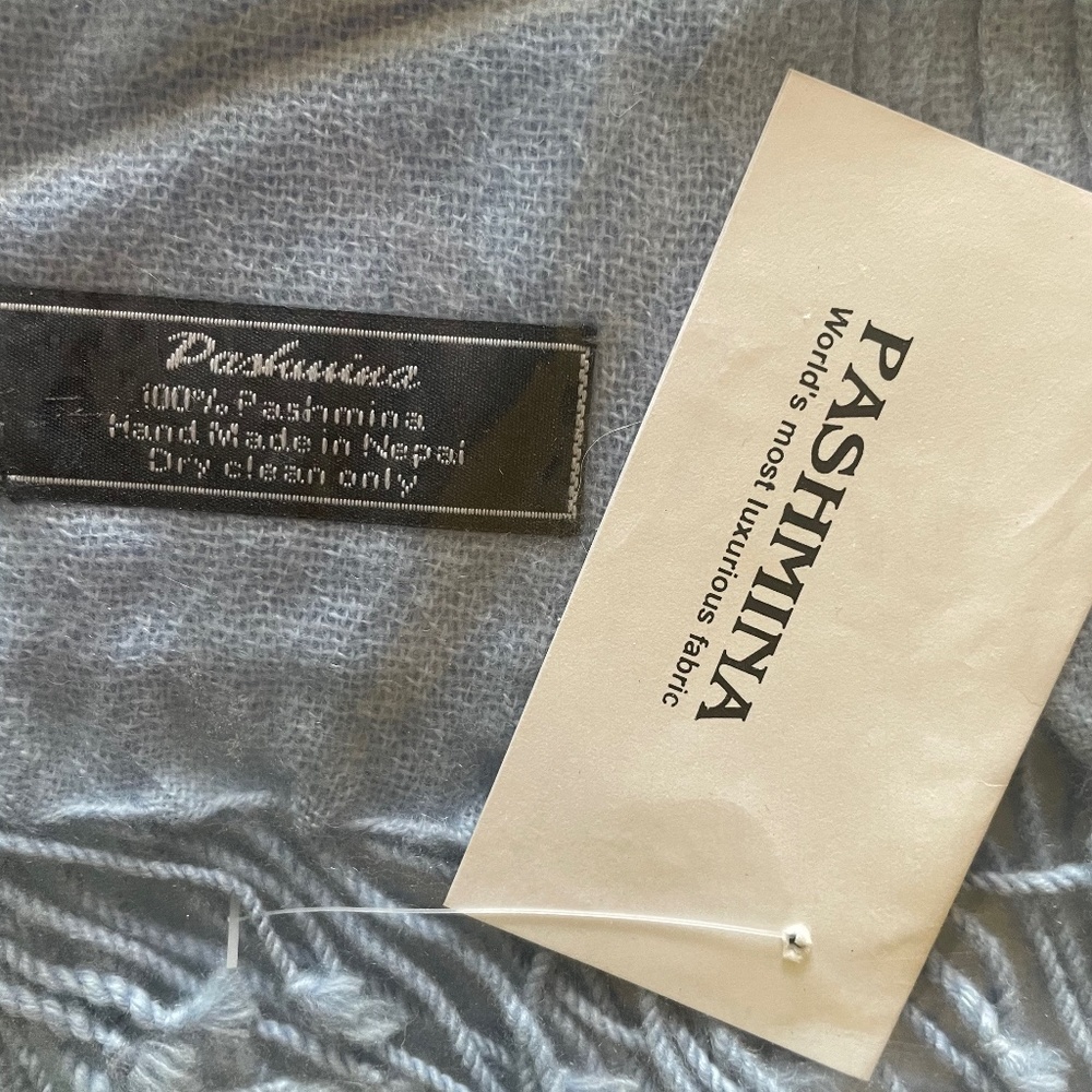 100% Pashmina Handmade Scarf - Blue